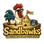Sandbawks logo: a sunglasses-wearing rooster building a sandcastle